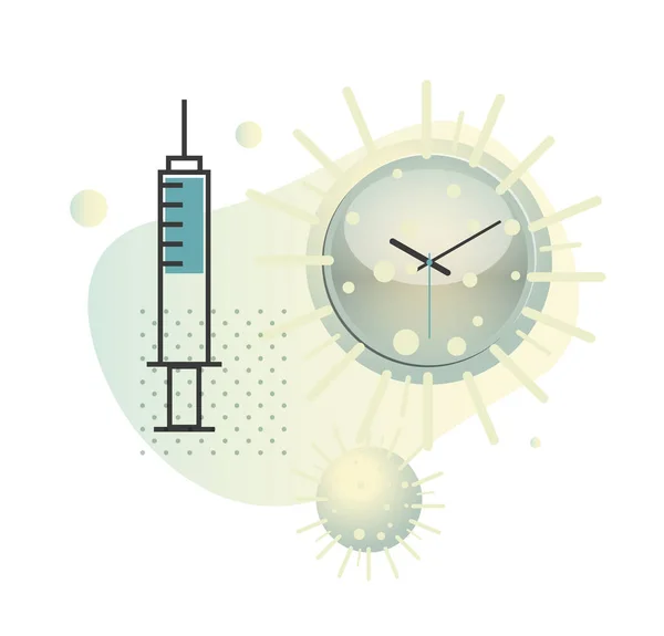 Time Vaccinate Syringe Illustration Eps File — стоковый вектор