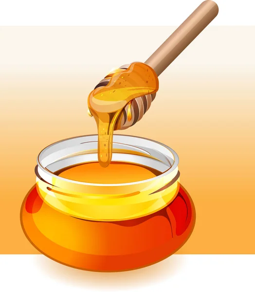 Honey Glass Bottle Jar Illustration Eps File — Vector de stock