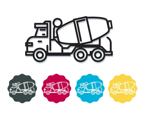 Construction Industry Concrete Mixer Truck Icon Eps File — Stockový vektor