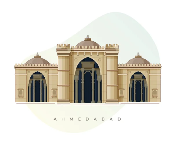 Ahmedabad City Jama Masjid Moskén Ikonillustration Som Eps Fil — Stock vektor