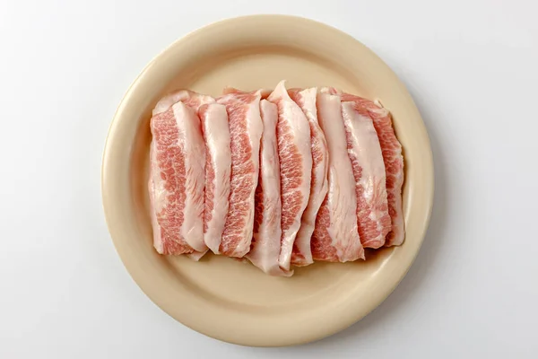 Pedaço Porco Carne Entre Pescoço Ombro Cortes Carne Gorda — Fotografia de Stock