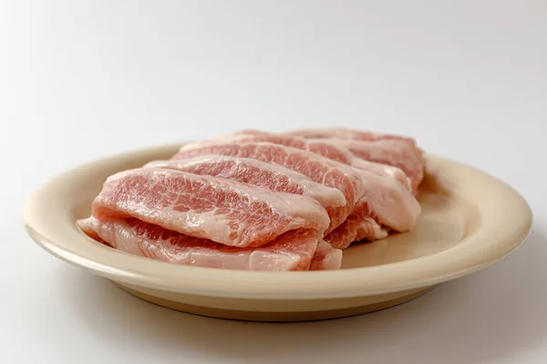 Egy Szelet Disznóhúst Hús Nyak Váll Között Zsíros Húsrészek — Stock Fotó