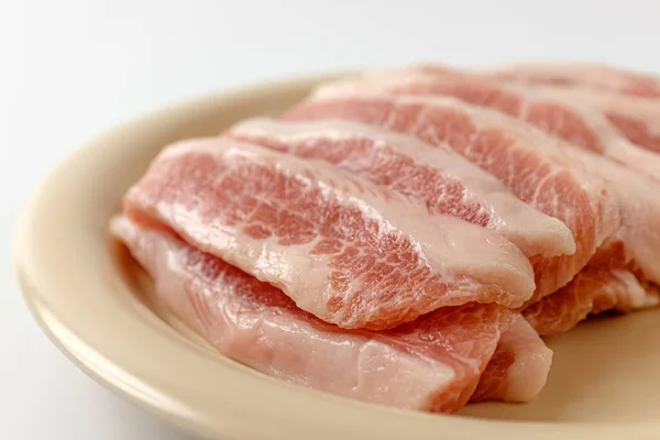 Egy Szelet Disznóhúst Hús Nyak Váll Között Zsíros Húsrészek — Stock Fotó