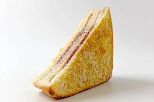 Sanduíche Com Presunto Queijo Sanduíche Com Compota Pão Revestido Ovo — Fotografia de Stock