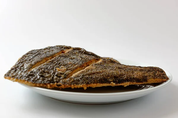 Peixe Grelhado Pratos Com Alabote Peixes Grelhados Salgados Macios — Fotografia de Stock