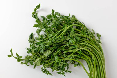 Güzel kokulu sebzeler. Kesilmiş sebze maydanozu. Asya 'da sebzeler yenir