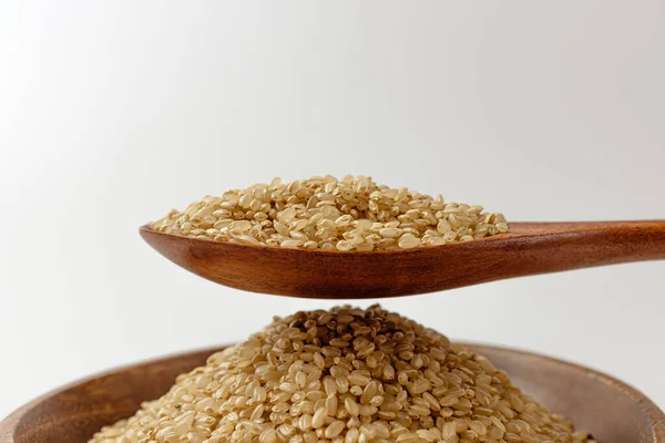 Eine Der Getreidesorten Braunkorn Reis Ungeschliffen — Stockfoto