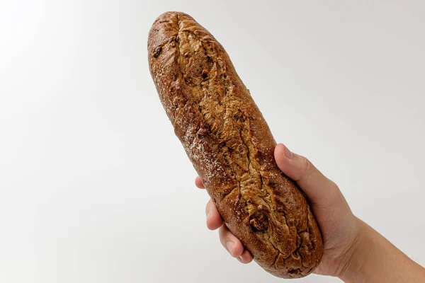 Whole Grain Baguette White Background — Stock Photo, Image