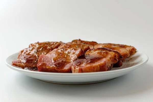 Smoked Pork Belly White Background — Stockfoto