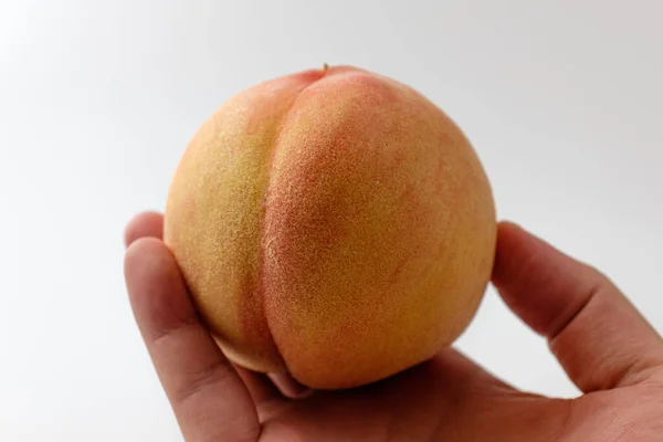 White Peach White Background — 图库照片