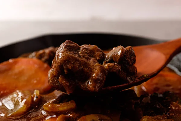 Broth Beef Stew Beef Various Vegetables — Stockfoto