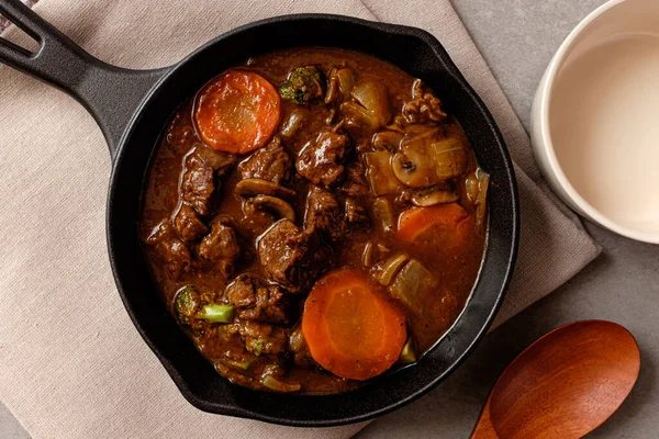 Broth Beef Stew Beef Various Vegetables — Foto Stock