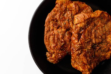Pork neck barbecue on white background
