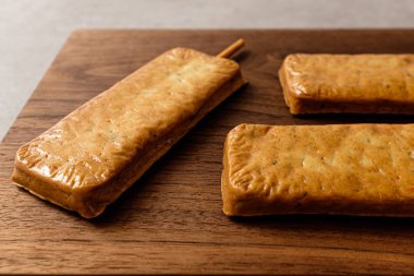 Fish cake skewers made with fish and vegetables