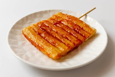 rice cake skewers on a white background
