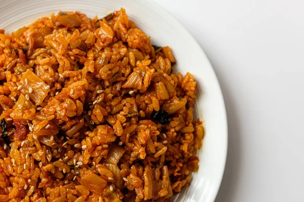 Kimchi Smażony Ryż Białym Tle — Zdjęcie stockowe