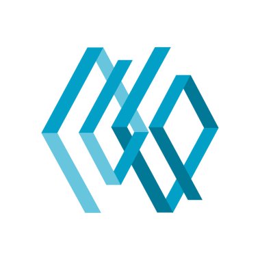 Üstüste binen piramit stili grafik elementinde mavi gri modern stil soyut girdap logo tasarımı