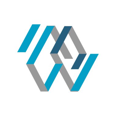 Üstüste binen piramit stili grafik elementinde mavi gri modern stil soyut girdap logo tasarımı