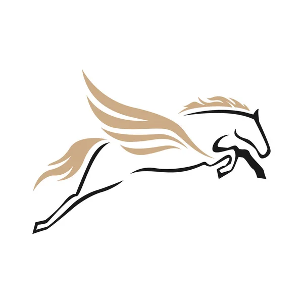 Potente Vettore Logo Unicorno Pegasus Volante Cavallo Con Disegno Delle — Vettoriale Stock