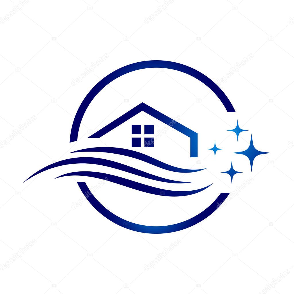 Home cleaning service logo vector illustration. clean house logo icon design template isolated.