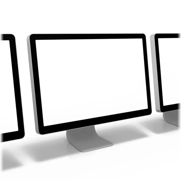 3D renders of computer screens in a row — Stock Photo, Image
