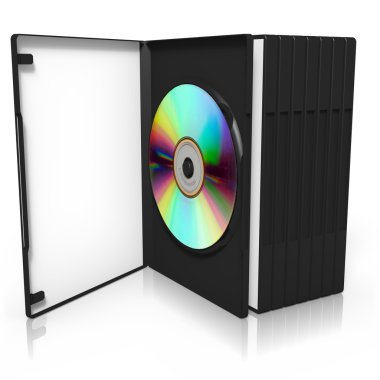 3D render ile disk dvd kutuları yığını
