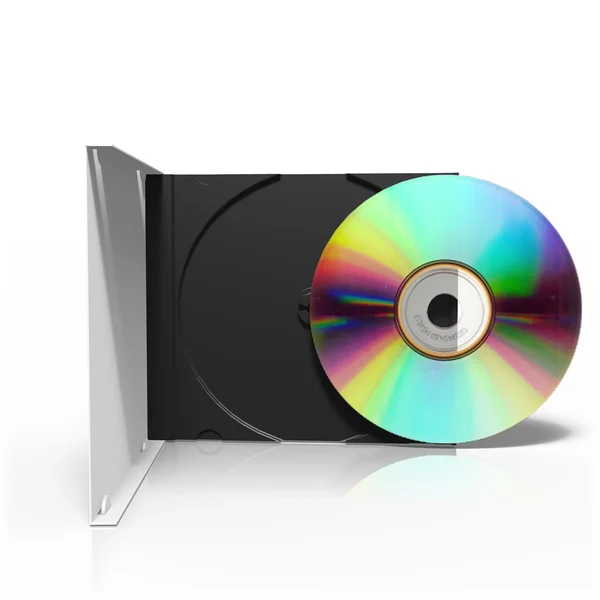 3D-rendering van schijf zaak met disc, geïsoleerd op witte achtergrond — Stockfoto