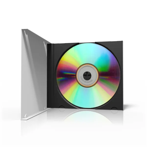 3d 渲染的光盘，光盘案被隔绝在白色背景上 图库照片