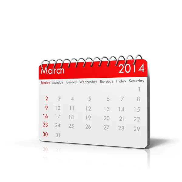 Calendario 3D Marzo 2014 — Foto de Stock