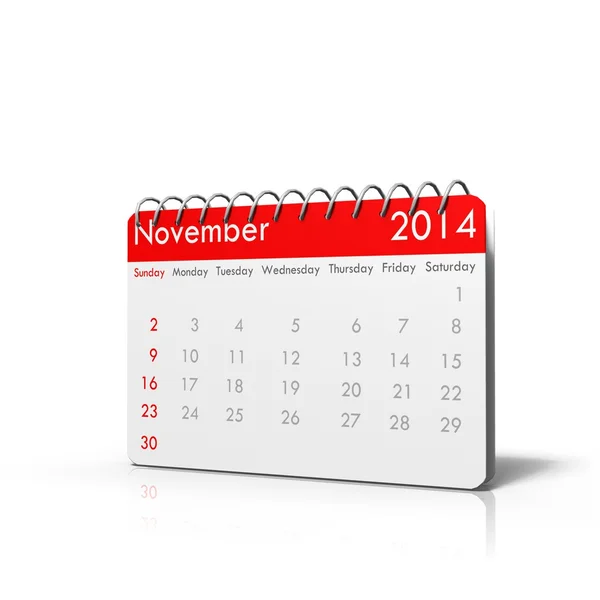 3D-s naptár 2014 novemberében — Stock Fotó
