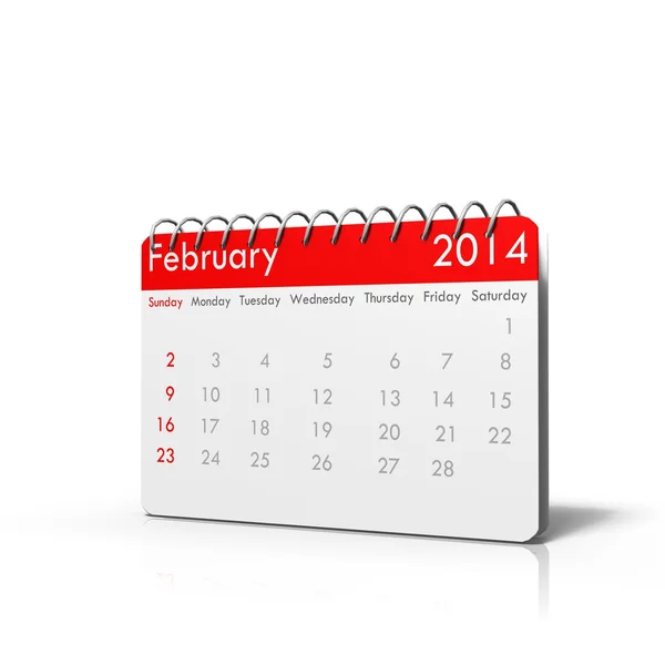 3D calendar February 2014 — Stock Photo, Image