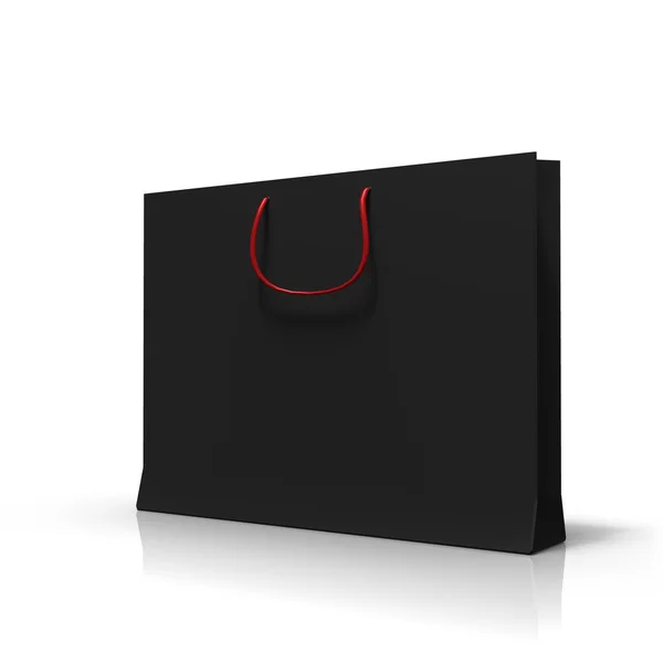 Black shopping bags with red hands — Stock Photo, Image