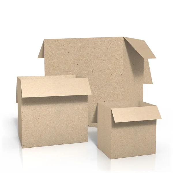 Três caixas de papelão — Fotografia de Stock