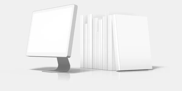 Books with monitor — Stock Photo, Image