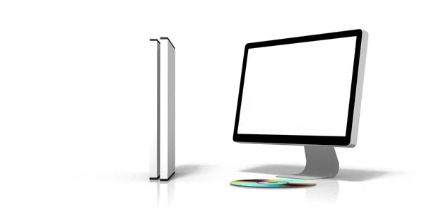 Computerbildschirm mit Software-Boxen — Stockfoto