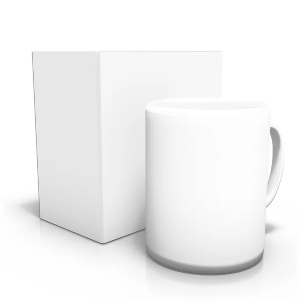 Tasse blanche avec boîte — Photo