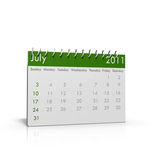 Ежемесячный календарь июля 2011 года — стоковое фото