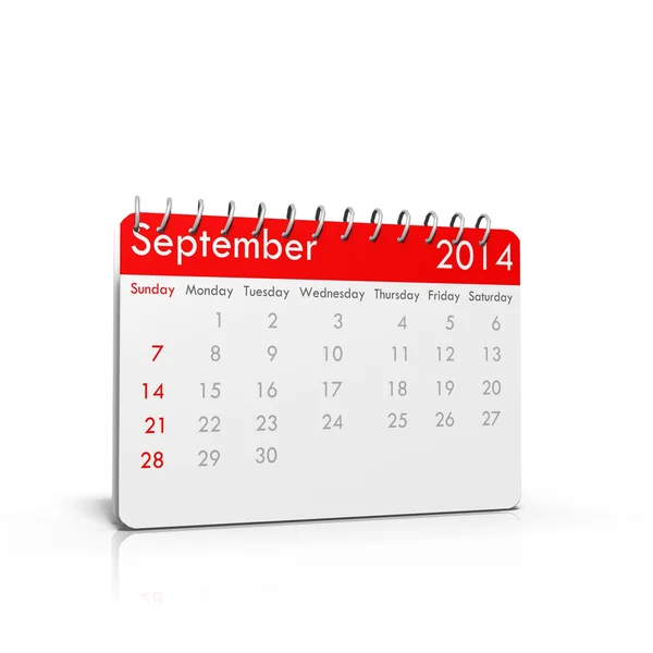 2014. szeptember naptár — Stock Fotó