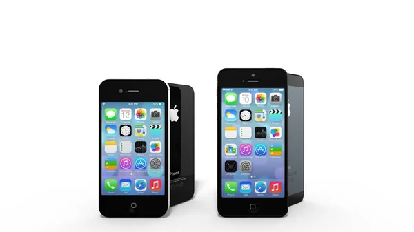 An iPhone 4 and iPhone 5 on display. — Stock Photo, Image