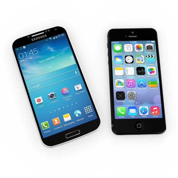 Samsung s5 und iphone 5s — Stockfoto