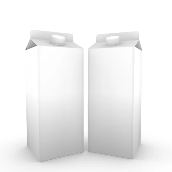 3D-Rendering von zwei Getränkepackungen zur Verwendung als Vorlage. — Stockfoto