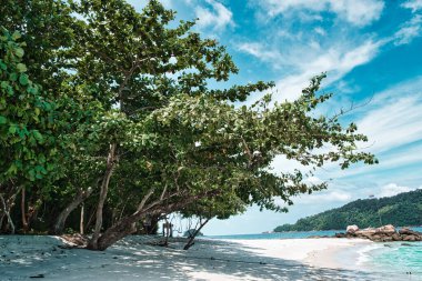 Büyülü ada Koh Lipe etrafındaki güzel Andaman denizinin deniz manzarası.