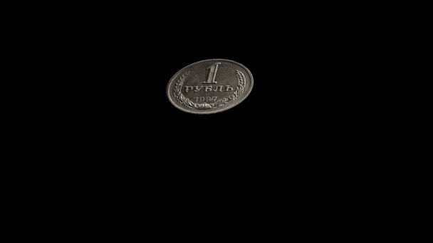 Coin flip (Sovjet-Unie 1 puin) met alpha — Stockvideo
