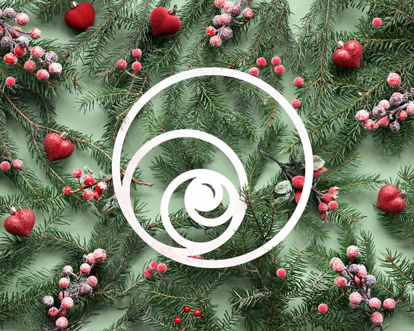 Fond Noël Rouge Vert Avec Des Cercles Séquence Fibonacci Comme — Photo