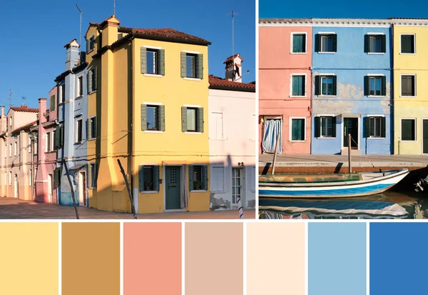 Paleta Colores Juego Iage Coloridas Casas Tradicionales Burano Isla Burano —  Fotos de Stock