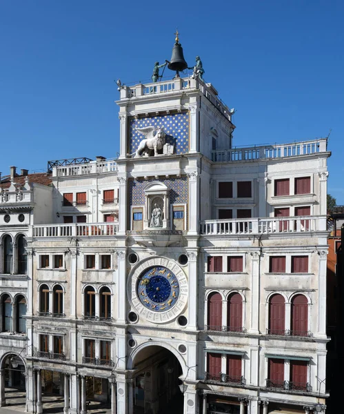 Architecture Venise Tour Horloge Astronomique Avec Signes Zodiaque Sur Piazza — Photo