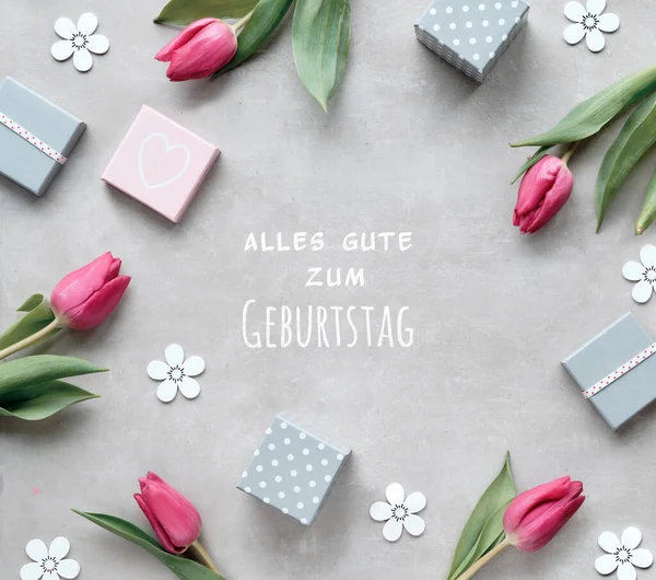 Texto Alles Gute Zum Geburtstag Significa Feliz Cumpleaños Alemán Primavera —  Fotos de Stock