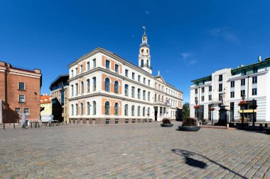 Riga Town Hall, place of Riga City Council, government of Riga city, capital of Latvia. Traditional historic architecture of Old Riga in the city center.