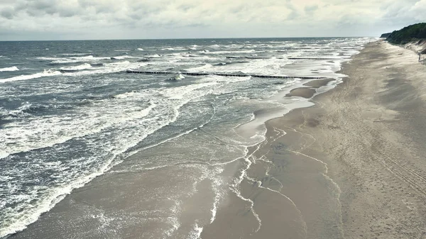 Unquiet Baltic Sea Storm Polish Baltic Shore Dziwnow Trzesacz Towns — Stock Photo, Image