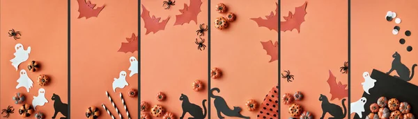 Halloween Stories Template Social Media Set Flat Lay Photos Pumpkins — Stock Photo, Image